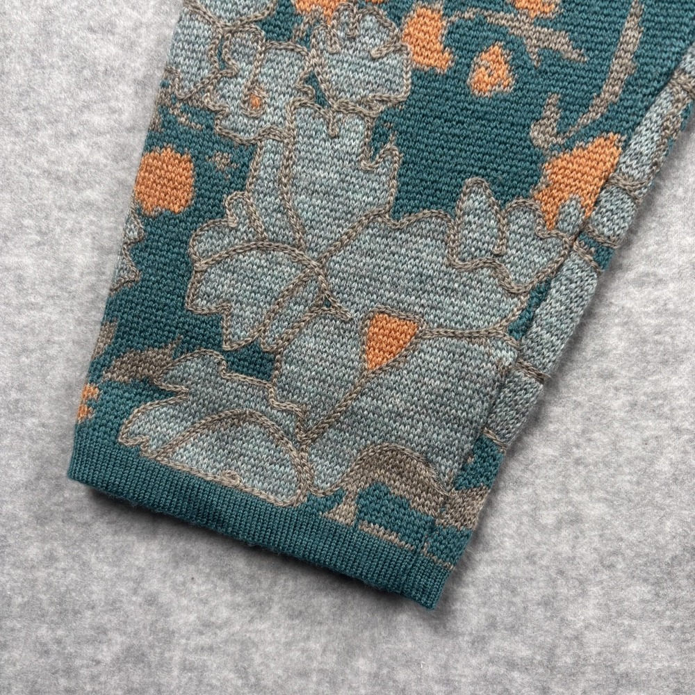 Pendleton Merino Wool Full Zip Cardigan Sweater Floral Teal Blue Womens Size L - Picture 12 of 16